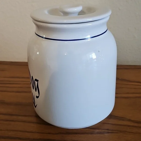 White and Blue Dog Treat Jar - Picture 2 of 9